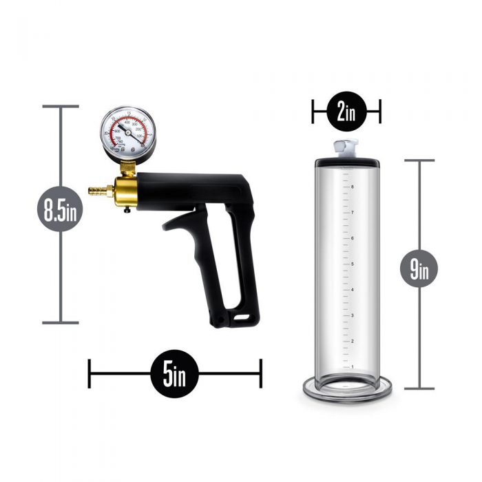 Performance - Vx7 Vacuum Penis Pump With Brass  Trigger & Pressure Gauge - Clear