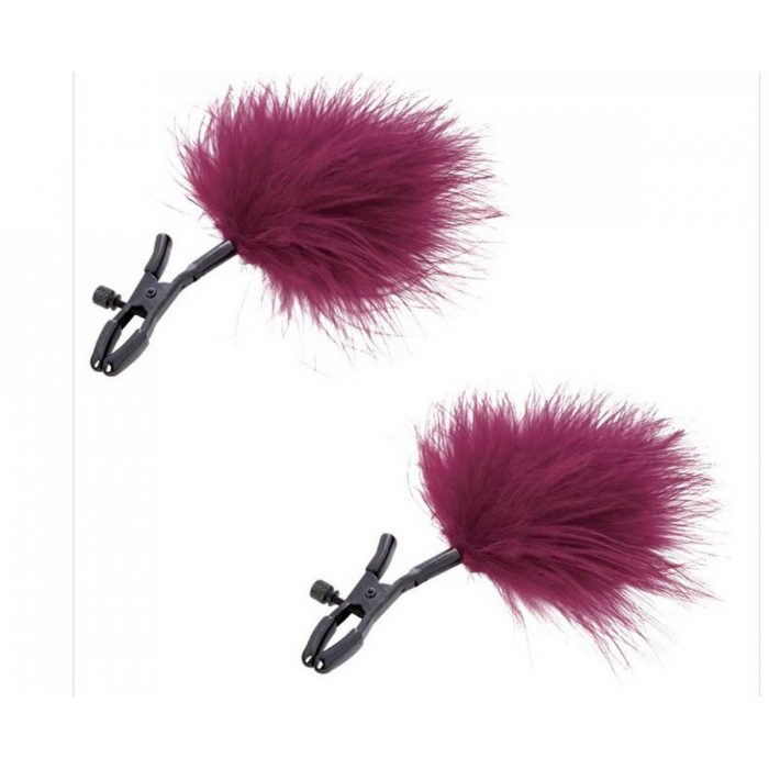 Sex and Mischief Enchanted Feather Nipple Clamps - Burgundy