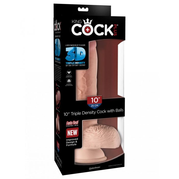 King Cock Plus Triple Density 10 Inch Cock With Balls - Flesh