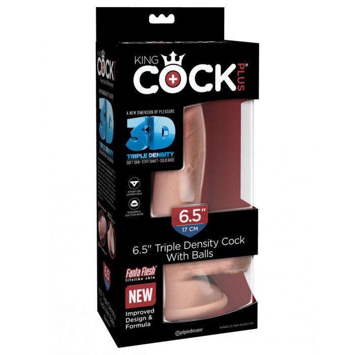 King Cock Plus Triple Density 6.5 Inch Cock With Balls - Flesh